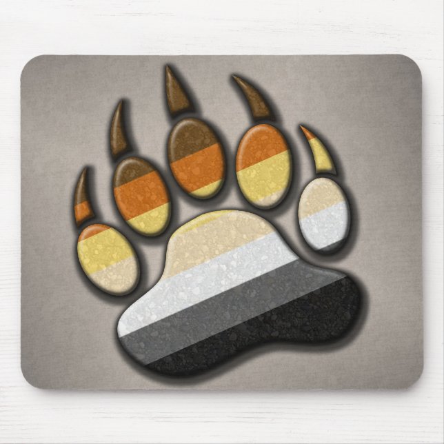 Gay Bear Pride Flag Colored Paw Symbol Mouse Pad (Front)