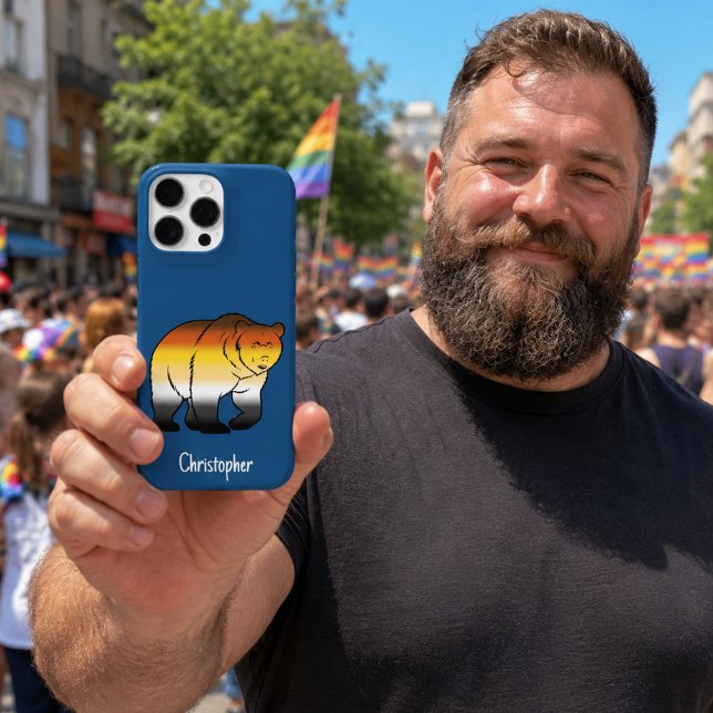 Gay Bear Pride Flag Coloured Bear Custom Name Case-Mate iPhone Case (Creator Uploaded)