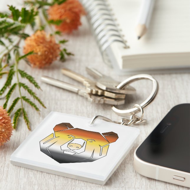 Gay Bear Pride Flag Coloured Bear    Key Ring (Front Right)