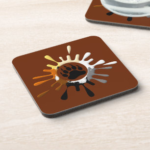 Gay Bear Pride flag Splash Bear Paw Coaster
