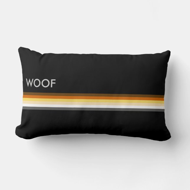 Gay Bear Pride Flag WOOF Masculine and Sleek Lumbar Cushion (Front)