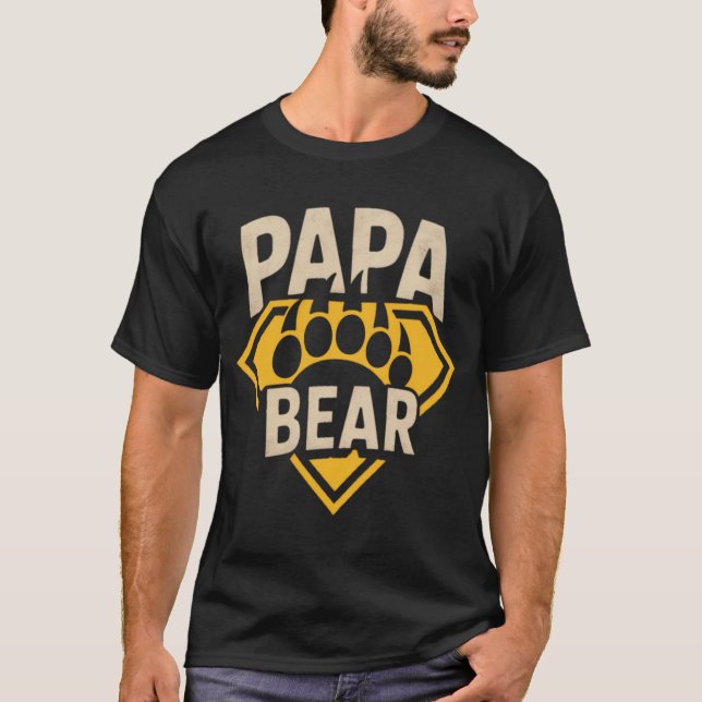 Gay Bear Pride Papa Bear Superhero Bear Paw T-Shirt (Front)