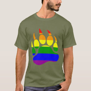 Gay Bear Pride Rainbow Flag Bear Paw T-Shirt