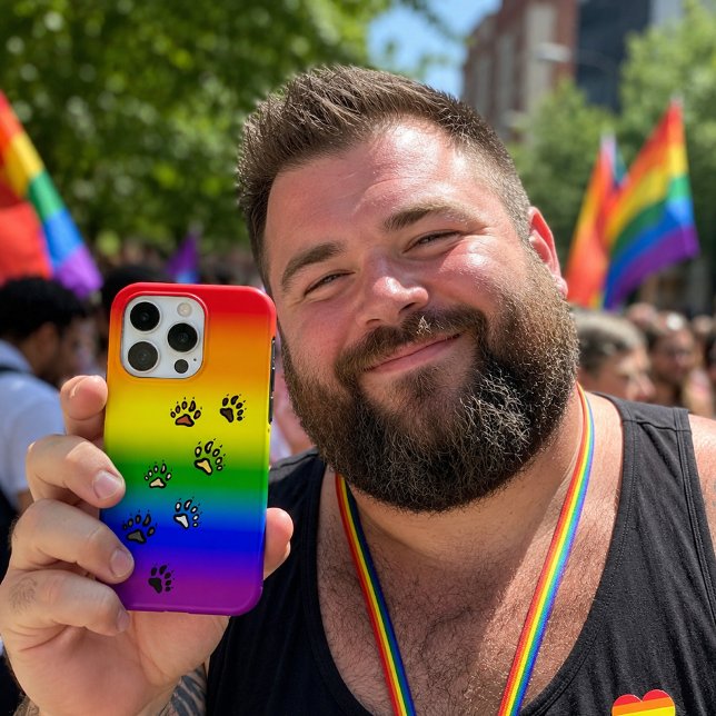 Gay Bear Pride - Rainbow Flag w/  Bear Claw Print iPhone Case (Creator Uploaded)