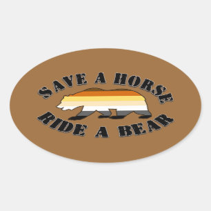 Gay Bear Pride Save a Horse Ride Bear Oval Sticker