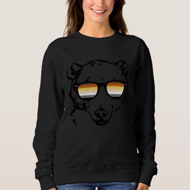 Gay Bear  with Bear Pride Flag Sunglasses Gay Dadd Sweatshirt (Front)