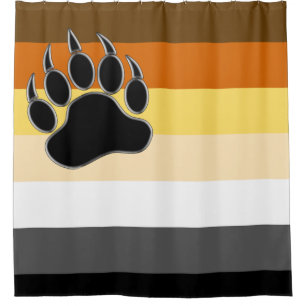 Gay Bears Pride Flag and Bear Paw Shower Curtain