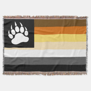 Gay Bears Pride Flag and Bear Paw Throw Blanket