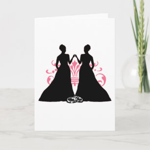 Gay Bride Pink Lesbian Wedding Flourish Art Card