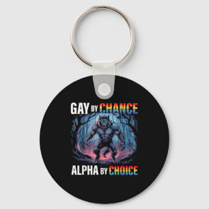Gay By Chance Alpha Choice Funny Wolf Alpha Lgbtq  Key Ring