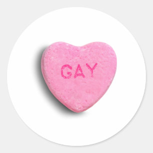 Gay Candy Heart Classic Round Sticker