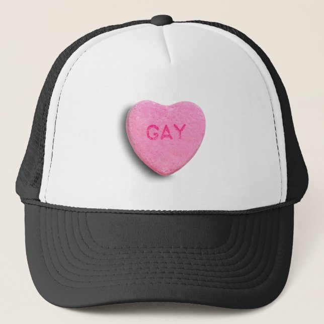 Gay Candy Heart Trucker Hat (Front)