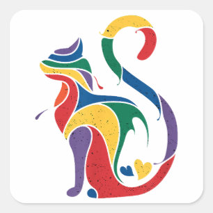Gay Cat LGBT Equality Cat Lover Pride Month Suppor Square Sticker