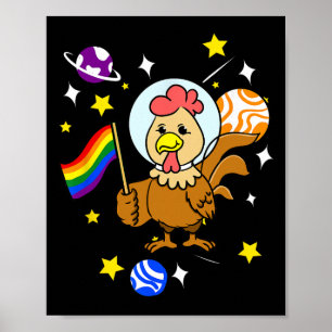 Gay Chicken In Space Gay Pride  Poster