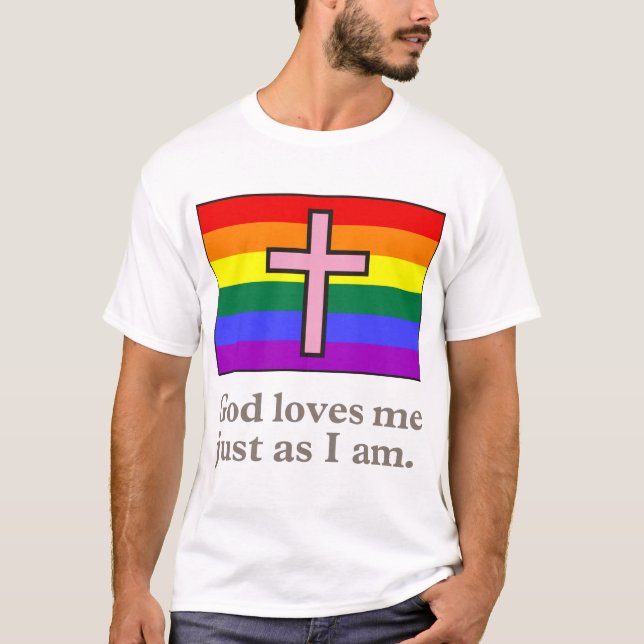 Gay Christian flag slogan shirt (Front)