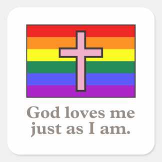 Gay Christian flag slogan Square Sticker