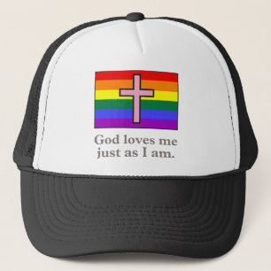 Gay Christian flag slogan Trucker Hat