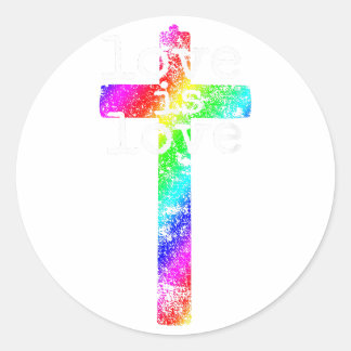 Gay Christian LGBT - Pride Cross God's Love  Classic Round Sticker
