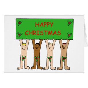 Gay Christmas Cartoon Men Wearing Holly
