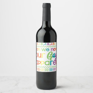 Gay Christmas Funny LGBT Don We Now Our Gay Appare Wine Label