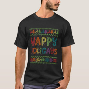 Gay Christmas Funny Lgbt Happy Holigays Rainbow Pa T-Shirt