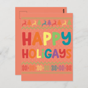 Gay Christmas Funny LGBT Happy Holigays Rainbow Postcard
