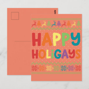 Gay Christmas Funny LGBT Happy Holigays Rainbow Postcard