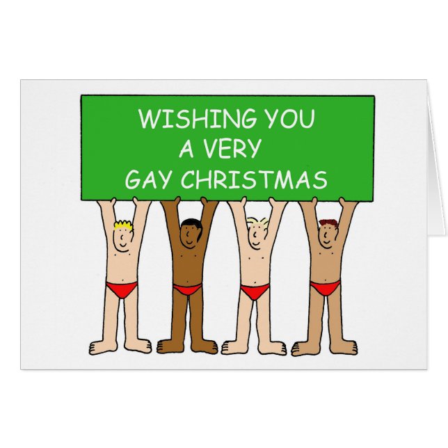 Gay Christmas Humour, Men in Underpants. (Front Horizontal)