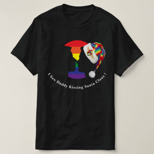 Gay Christmas Kiss T-Shirt (Design Front)