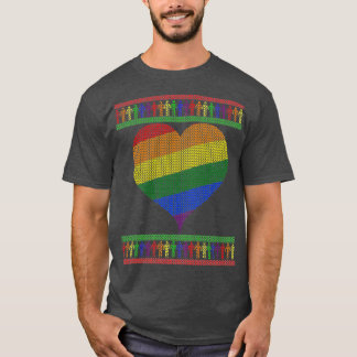 Gay Christmas Rainbow Heart 2 T-Shirt
