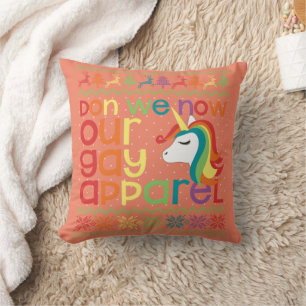 Gay Christmas Rainbow Unicorn Don We Now Our Gay Cushion