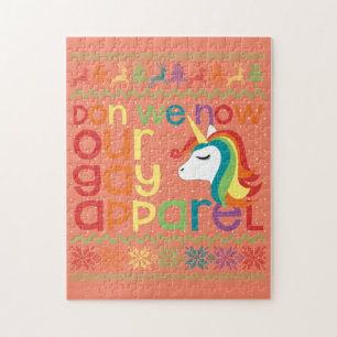 Gay Christmas Rainbow Unicorn Don We Now Our Gay Jigsaw Puzzle