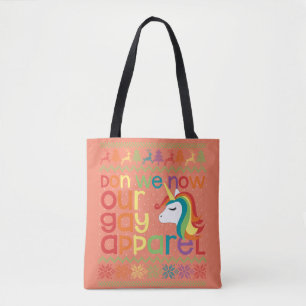 Gay Christmas Rainbow Unicorn Don We Now Our Gay Tote Bag