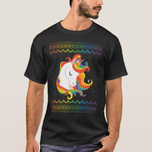 Gay Christmas Rainbow Unicorn LGBT Party Magic T-Shirt