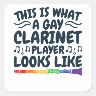 Gay Clarinet Player LGBTQ Rainbow Instrument  Square Sticker