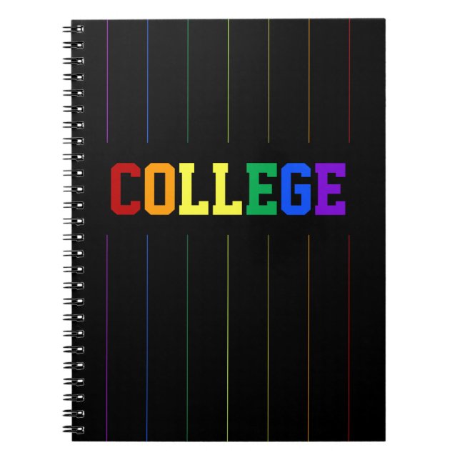 Gay Colleg Rainbow Pinstripes Notebook (Front)