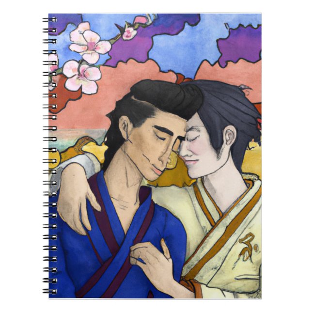 Gay Couple In The Style Of Ukiyo-e Japanese Art Notebook (Front)