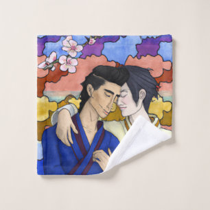 Gay Couple In The Style Of Ukiyo-e Japanese Art Wash Cloth