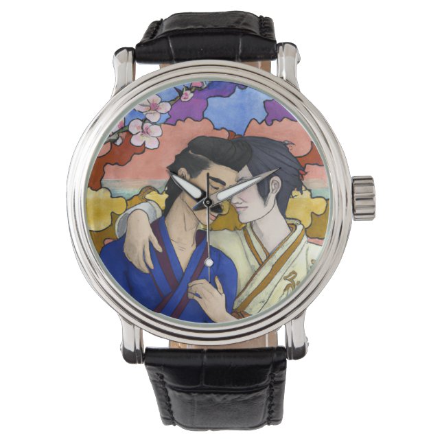 Gay Couple In The Style Of Ukiyo-e Japanese Art Watch (Front)