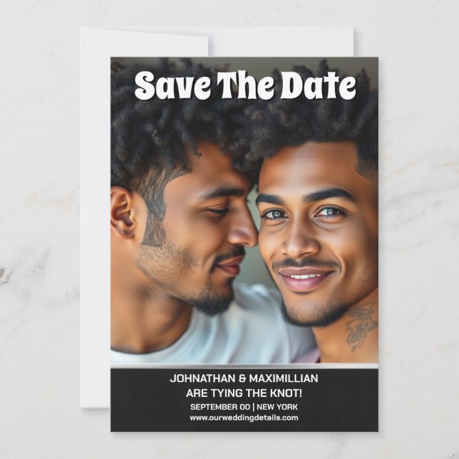 Gay couple photo save the date wedding (Front)