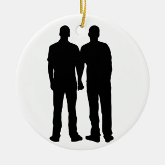 Gay Couple Silhouette Ceramic Ornament