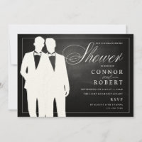 Gay couple wedding shower invitation chalkboard