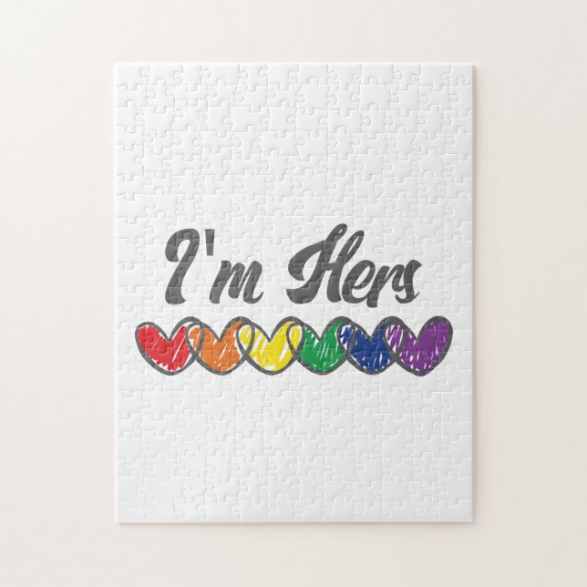 Gay Couples Matching LGBT Im Hers Gay Pride Jigsaw Puzzle (Vertical)