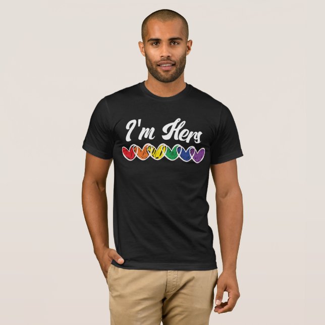 Gay Couples Matching LGBT Im Hers Gay Pride T-Shirt (Front Full)