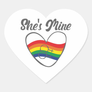 Gay Couples Matching LGBT She's Mine Gay Pride Heart Sticker