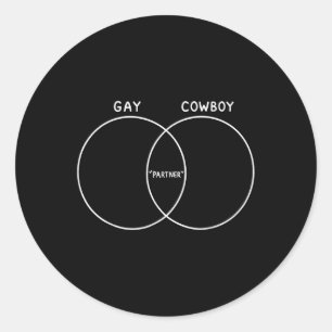 Gay Cowboy Partner Classic Round Sticker