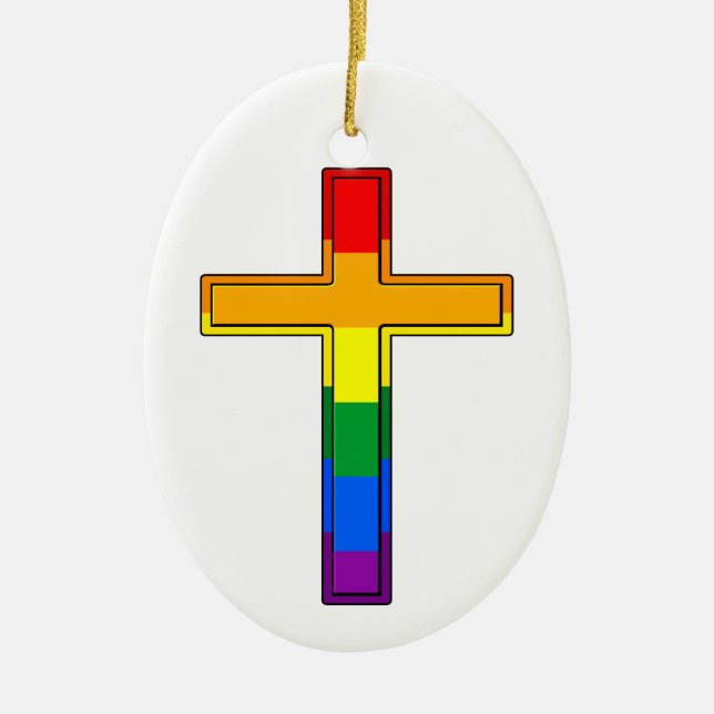Gay Cross Ceramic Ornament (Front)