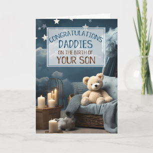 Gay DADDIES Blue New Baby Congratulations Card