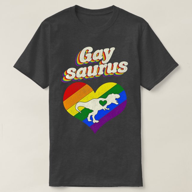 Gay Dino Funny LGBT T-Shirt (Design Front)