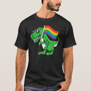 Gay Dinosaur Lgbt Q Rex Rainbow Pride Flag Colour T-Shirt